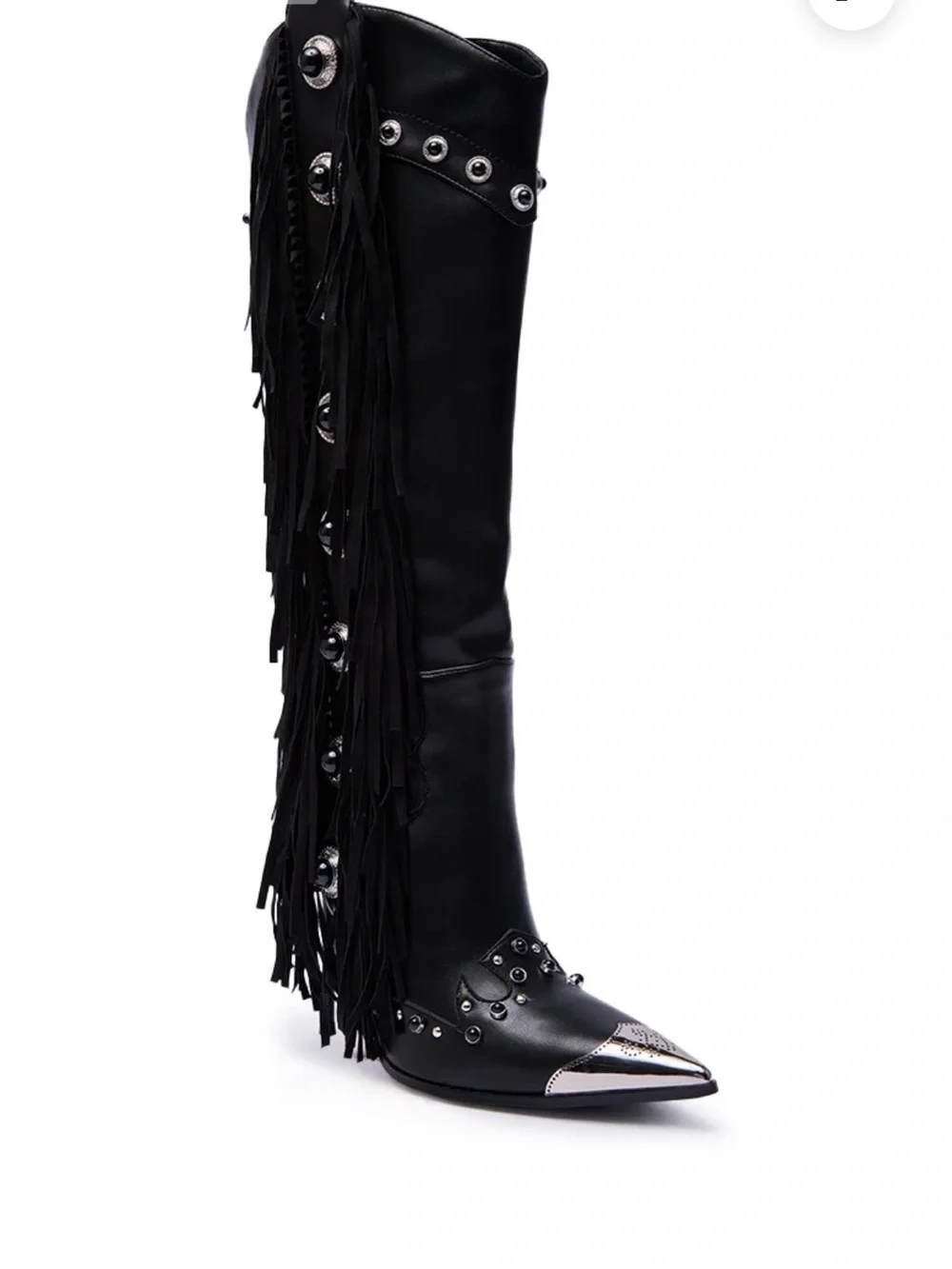 BLACK WESTERN POINTED TOE STILETTO BOOT 6